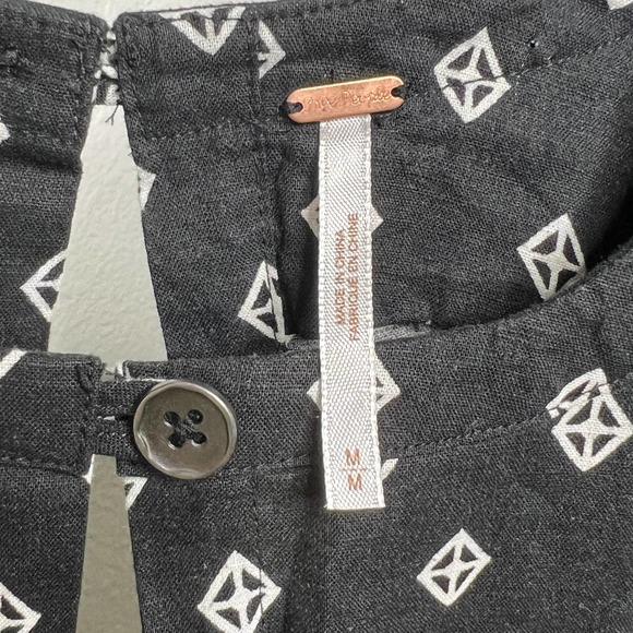 FREE PEOPLE Sleeveless Romper Navy Blue Geometric Medium - Picture 10 of 11